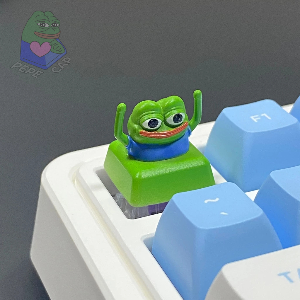Keycap frog pepe Horay Happy pepe frog Funny Drawing pepe meme Keyboard Button Exclusive