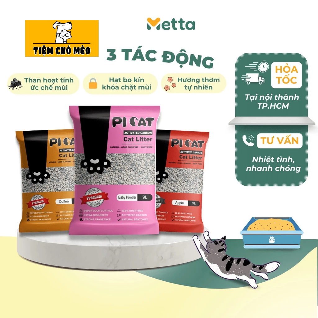 Picat clay cat litter mixed with activated carbon for cats, low dust ...