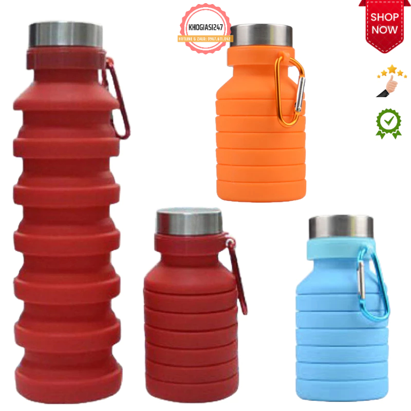Safe Silicone Folding Water Bottle 500ml Capacity Is Both Convenient