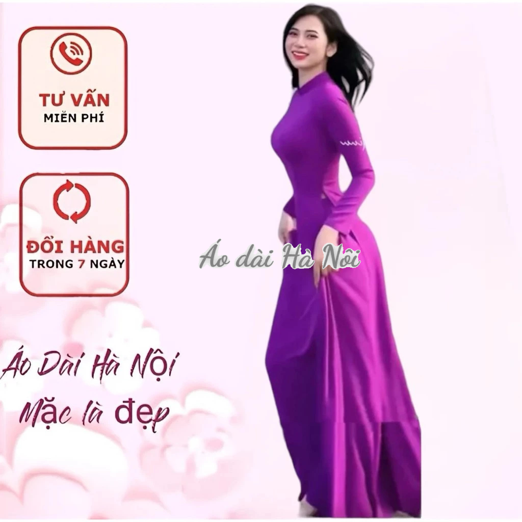 Traditional Ao Dai Silk 2 Flaps Bright Purple - Hanoi Ao Dai | Shopee ...