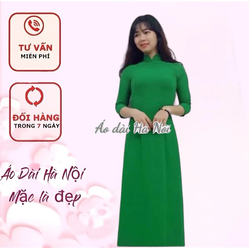 Ao Dai Green Silk 2 Flaps Soft And Cool - Hanoi Ao Dai | Shopee Philippines