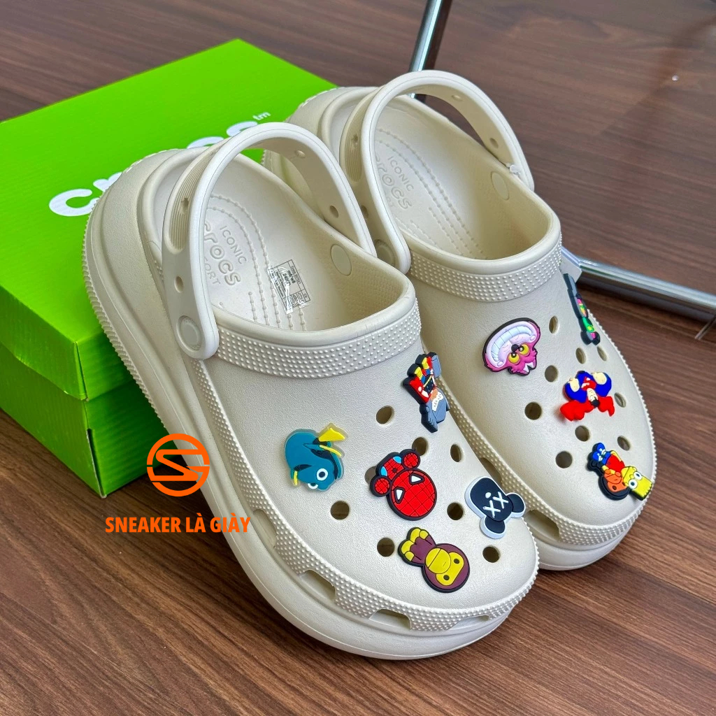 Crocs Crush Classic Bone Unisex Clog Sneakers 207521 2y2 Premium Version With Stiker Shopee Philippines