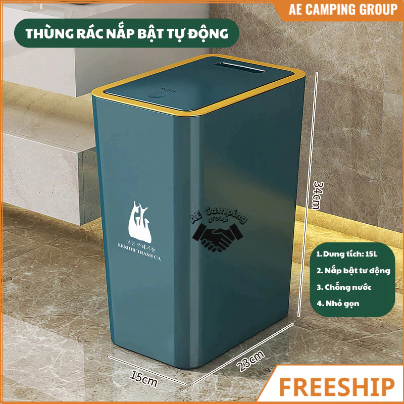 Pp plastic space-saving push-button trash can, kitchen office trash can ...