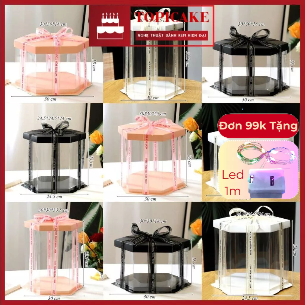 Meka Hexagonal Box 3 Parts 3 Colors Many Sizes for Gift Products, Cakes ...