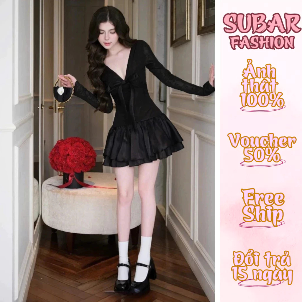Lace Top V-neck A-line Dress with Jacket Papaya