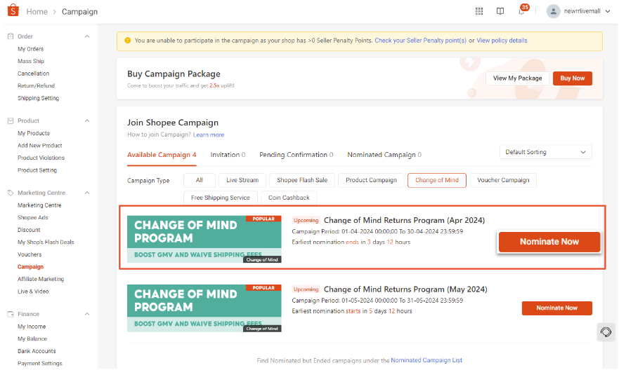 What is the Change of Mind Returns Program Shopee PH Seller