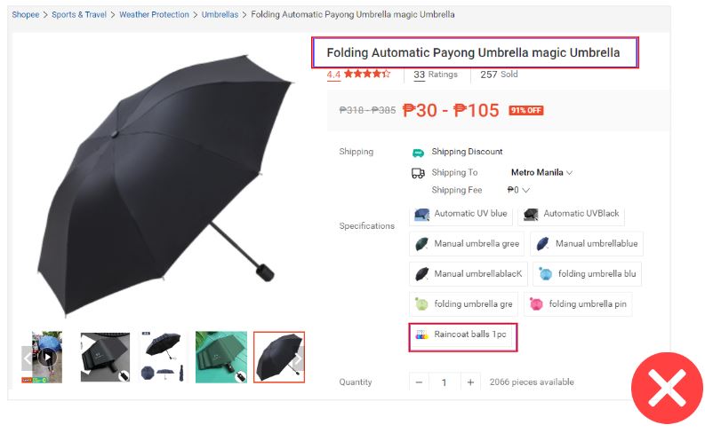 What is misuse of product variations? | Shopee PH Seller Education Hub