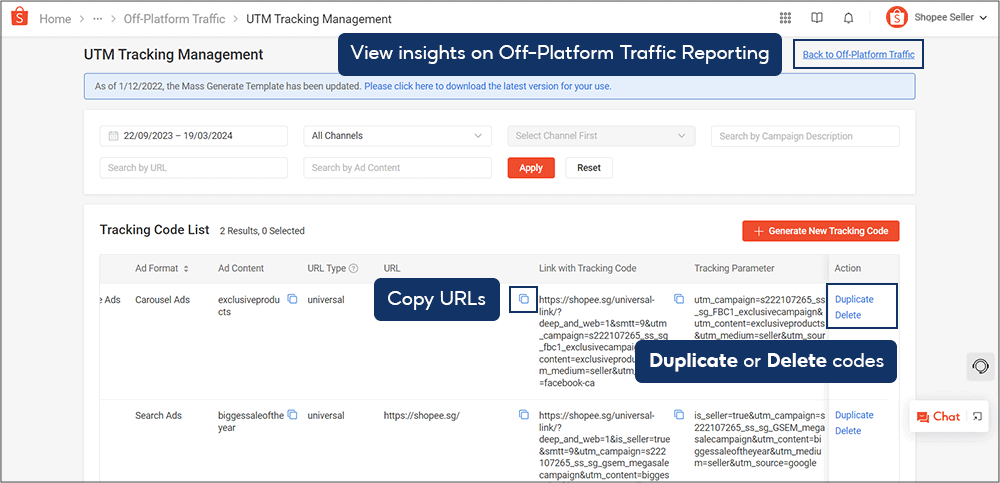 Using UTM Tracking Management | Shopee PH Seller Education Hub