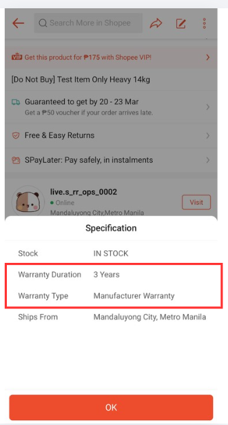 Providing Complete Warranty Details | Shopee PH Seller Education Hub