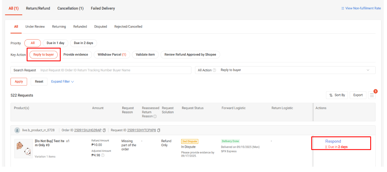 Navigating the Return/Refund Dashboard | Shopee PH Seller Education Hub