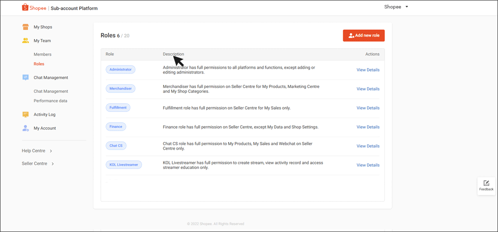 Using functions on the Sub-account platform | Shopee PH Seller ...