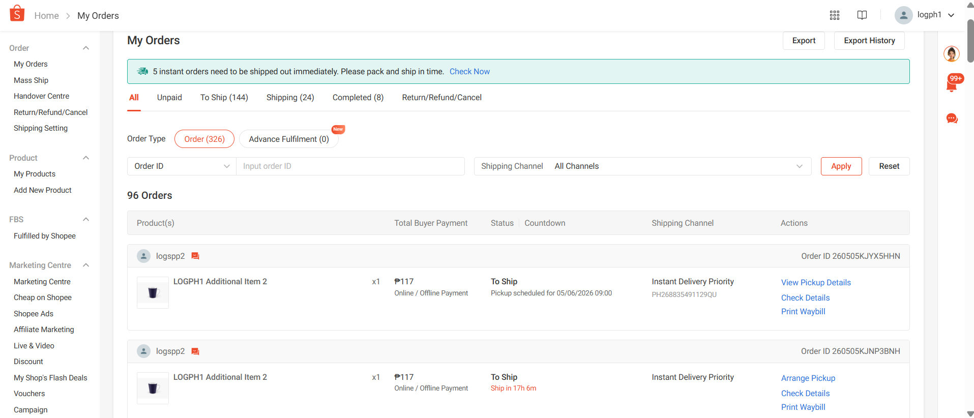 How to Arrange Pickup for Instant Delivery Orders | Shopee PH Seller ...