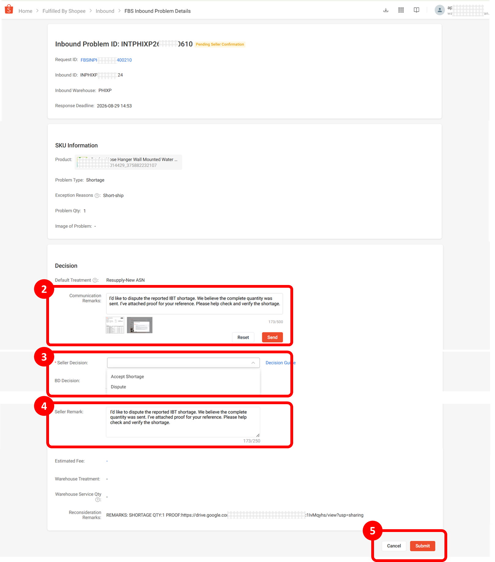 Submitting an Inbound Troubleshoot (IBT) Dispute in Seller Centre ...